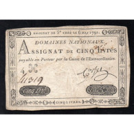 ASSIGNAT DE 5 LIVRES - 06/05/1791 - DOMAINES NATIONAUX - TB+ - Assignats