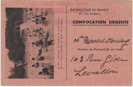 1936 EMA "Racing Club De France" Sur Convocation. (n° A 0565) Club Omnisports: Football, Athlétisme, Rugby... - Famous Clubs
