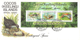 COCOS ISLANDS - FDC 1992 WWF - BUFF BANDED RAIL / 4030 - Islas Cocos (Keeling)