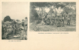 AFRIQUE   DAHOMEY  Indigenes Fabriquant Des Briques  / Un Coin Du Marché - Dahomey