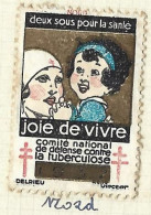 Timbre   France- - Croix Rouge  -  Erinnophilie  - ComIte National De Defense  La Tuberculose - 1932 -nord - Tegen Tuberculose