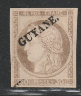 GUYANE - N°10 Obl (1892) 30c Brun - Défaut. - Used Stamps