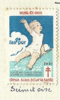 Timbre   France- - Croix Rouge  -  Erinnophilie  - ComIte National De Defense  La Tuberculose - 1931 -  Seine Et Oise - Tegen Tuberculose