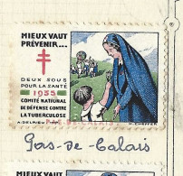 Timbre   France- - Croix Rouge  - Erinnophilie -comIte National De Defense  La Tuberculose - 1935- Pas De Calais - Tuberkulose-Serien