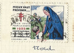 Timbre   France- - Croix Rouge  - Erinnophilie -comIte National De Defense  La Tuberculose - 1935-  Nord 59 - Antituberculeux