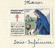 Timbre   France- - Croix Rouge  - Erinnophilie -comIte National De Defense  La Tuberculose - 1935- Seine Inferieure - Antituberculeux