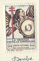 Timbre   France- - Croix Rouge  - Erinnophilie -comIte National De Defense  La Tuberculose - 1936- Doubs 25 - Tegen Tuberculose