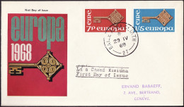 Irlande - Ireland - Irland FDC6 1968 Y&T N°203 à 204 - Michel N°202 à 203 - EUROPA - FDC