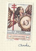 Timbre   France- - Croix Rouge  - Erinnophilie -comIte National De Defense  La Tuberculose - 1936- 11 Aude - Antituberculeux