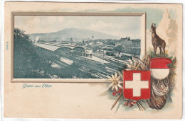 CPA :  14 X 9  -  Gruss  Aus  Olten  (carte Gauffrée) - Olten