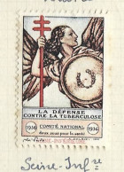 Timbre   France- - Croix Rouge  - Erinnophilie -comIte National De Defense  La Tuberculose - 1936- 76 Seine Inferieure - Tegen Tuberculose