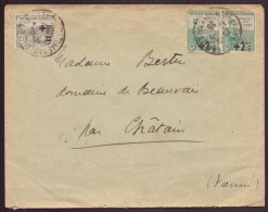 France, 1925, Enveloppe Pour Chatain, 2 TP N° 163 + 1 TP 164 ( Côte 15€ ) - Otros & Sin Clasificación