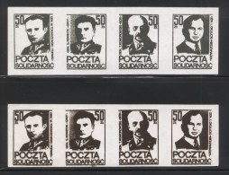 POLAND SOLIDARNOSC SOLIDARITY 1985 WW2 GENERALS 2 STRIPS OF 4 WORLD WAR 2 ARMY MILITARIA SOLDIERS - Viñetas Solidarnosc