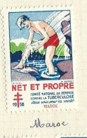 Timbre   France- - Croix Rouge  - Erinnophilie -comIte National De Defense  La Tuberculose - 1938- Net Et Propre - Maroc - Antituberculeux