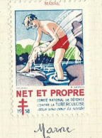 Timbre   France- - Croix Rouge  - Erinnophilie -comIte National De Defense  La Tuberculose - 1938- Net Et Propre - Marne - Tuberkulose-Serien