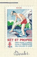 Timbre   France- - Croix Rouge - Erinnophilie -comIte National De Defense  La Tuberculose -1938- Net Et Propre -  Doubs - Antituberculeux