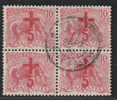 GUYANE - N°73 En Bloc De 4  Obl (1915) Croix-Rouge - Used Stamps
