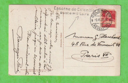 GRIFFE LINEAIRE CASERNE DE COLOMBIER POSTE MILITAIRE + CT COLOMBIER (NEUCHATEL) DE 1923 SUR CARTE COLOMBIER SUISSE - Annullamenti