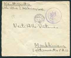 1939 Finland Kenttapostia Feldpost Fieldpost Cover  - Covers & Documents