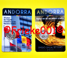 Andorra - 2x 2 Euro 2023 Comm In Blister.(Toetreding VN En Zomerzonneweelde) - Andorre