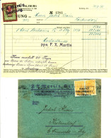 Österreich SALZBURG 1921 Deko Rechnung + EINGEDRUCKTE Fiskalmarke + Versandcouvert  " Kaffeerösterei Martin Linzerg.21 " - Oostenrijk