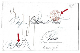 !!! MARQUE POSTALE OUTREMER PAR LE HAVRE EN PROVENANCE DE NEW YORK, SANS TEXTE, DE 1845 - Entry Postmarks