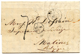 ITALIE - ROMA + F./25 SUR LETTRE AVEC CORRESPONDANCE POUR MALINES, 1866 - Kerkelijke Staten