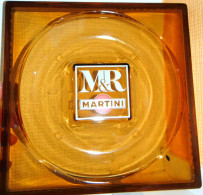 CENDRIER MARTINI & ROSSI CARRE VERRE MARRON GRAND MODELE 22CM Sur 22CM -SANS AUCUN ECLAT -TRES BON ETAT -REF -0-1-2183 - Asbakken