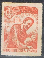 Sello Viñeta VALENCIA, 10 Cts Junta Proteccion Menores, Francisco Javier, Guerra Civil, Label Conderella * - Spanish Civil War Labels