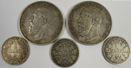 Baden: Friedrich I. 1856-1907: 5 Mark 1876 G, Jaeger 27 Und 27 F, Mit Und Ohne Q - Taler En Doppeltaler