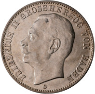 Baden: Friedrich II. 1907-1918: 3 Mark 1912 G, Jaeger 39. Feine Haarlinien, Vorz - Taler & Doppeltaler