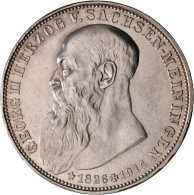 Sachsen-Meiningen: Georg II. 1866-1914: 3 Mark 1915, Auf Seinen Tod, Unten Leben - Taler & Doppeltaler