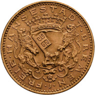 Bremen: 20 Mark 1906 J, Jaeger 205. 7,98 G, 900/1000 Gold. Auflage Nur 20.000 St - Pièces De Monnaie D'or