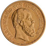 Württemberg - Anlagegold: Karl 1864-1891: 20 Mark 1872 F, Jaeger 290. 7,92 G, 90 - 5, 10 & 20 Mark Oro