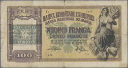 Albania: Albanian State Bank, Set Of 5 Banknotes 100 Franga 1945 Provisional Iss - Albanie