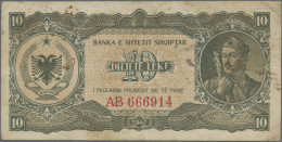 Albania: Albanian State Bank, Set Of 3 Banknotes 10 Leke 1947 P. 19, With Prefix - Albanië