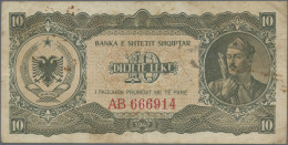 Albania: Albanian State Bank, Set Of 3 Banknotes 10 Leke 1947 P. 19, With Prefix - Albanien