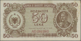 Albania: Albanian State Bank, Set Of 3 Banknotes 50 Leke 1947, P. 20, 2x With Pr - Albanië