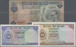 Ceylon: Central Bank Of Ceylon, Lot With 3 Banknotes, Series 1959 And 1970, With - Sri Lanka