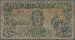 China: The Commercial Bank Of China, 5 Dollars 1926, P.9, Almost Well Worn Condi - China