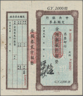 China: The Central Bank Of China – CHENGTU Branch, Set With 3 Gold Yuan Checks, - Cina