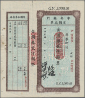 China: The Central Bank Of China – CHENGTU Branch, Set With 3 Gold Yuan Checks, - China
