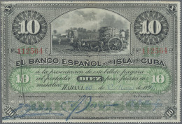 Cuba: Banco Español De La Isla De Cuba, Lot With 3 Banknotes, 1896 Series, With - Cuba