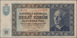 Czechoslovakia: Lot With 10 Banknotes Czechoslovakia And Slovakia With 2x 10 Kro - Czechoslovakia