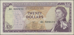 East Caribbean States: East Caribbean Currency Authority, Lot With 9 Banknotes, - East Carribeans