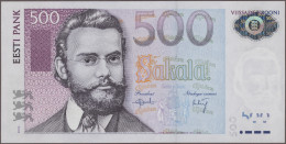 Estonia: Eesti Pank, Lot With 10 Banknotes, Series 1999-2008, Including 500 Kroo - Estonia