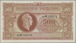 France: Trésor Central, Series ND(1944), Pair With 500 Francs (P.106, XF/XF+, Pi - 1955-1959 Overprinted With ''Nouveaux Francs''