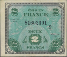 France: Allied Military Currency, Series 1944, Lot With 7 Banknotes, With 2, 5, - 1955-1959 Aufdrucke Neue Francs