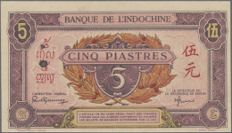 French Indochina - Bank Notes: Banque De L'Indo-Chine, 5 Piastres ND(1942-45), P - Indocina