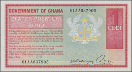 Ghana: Bank Of Ghana, Pair With 1 Cedi 1976 Bearer Premium Bond (P.NL, UNC) And - Ghana